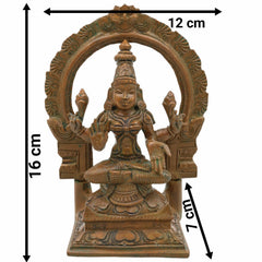 Panchaloha Lakshmi Idol – Handcrafted Bronze Dhanalakshmi Murti for Pooja, Home Decor & Temple, Brown, 6.5 Inch, 1 Piece
