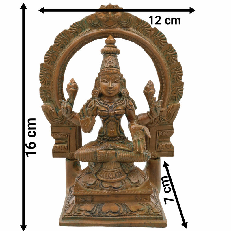 Panchaloha Lakshmi Idol – Handcrafted Bronze Dhanalakshmi Murti for Pooja, Home Decor & Temple, Brown, 6.5 Inch, 1 Piece