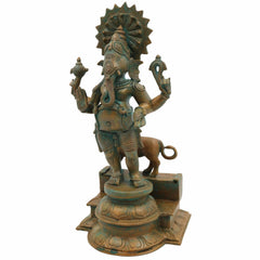 Exquisite Panchaloha Ganesha Idol, Bronze, Copper, Tin, Silver & Gold, Drishti Ganapati, Vinayaka, Siddhivinayak, Lambodara Murti for Home & Temple Decor,Brown, 13 Inch, 1 Piece