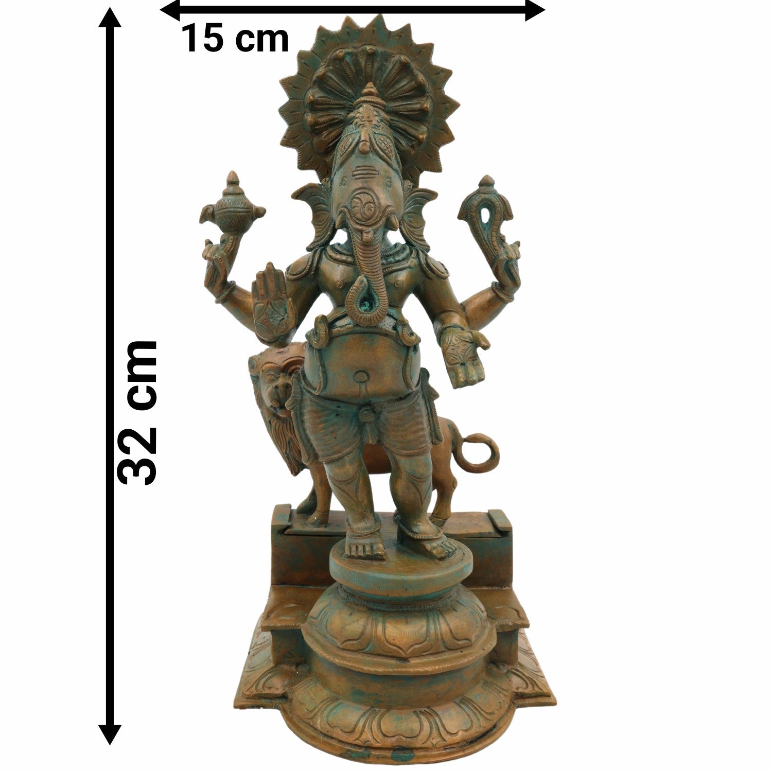 Exquisite Panchaloha Ganesha Idol, Bronze, Copper, Tin, Silver & Gold, Drishti Ganapati, Vinayaka, Siddhivinayak, Lambodara Murti for Home & Temple Decor,Brown, 13 Inch, 1 Piece