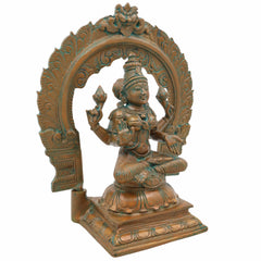 Bronze Maha Lakshmi Idol, Panchadhatu Mahalakshmi Sculpture, Goddess Laxmi Ji Statue For Pooja And Home Decor,Brown, 10 Inch, 1 Piece
