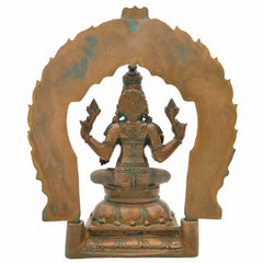 Bronze Maha Lakshmi Idol, Panchadhatu Mahalakshmi Sculpture, Goddess Laxmi Ji Statue For Pooja And Home Decor,Brown, 10 Inch, 1 Piece