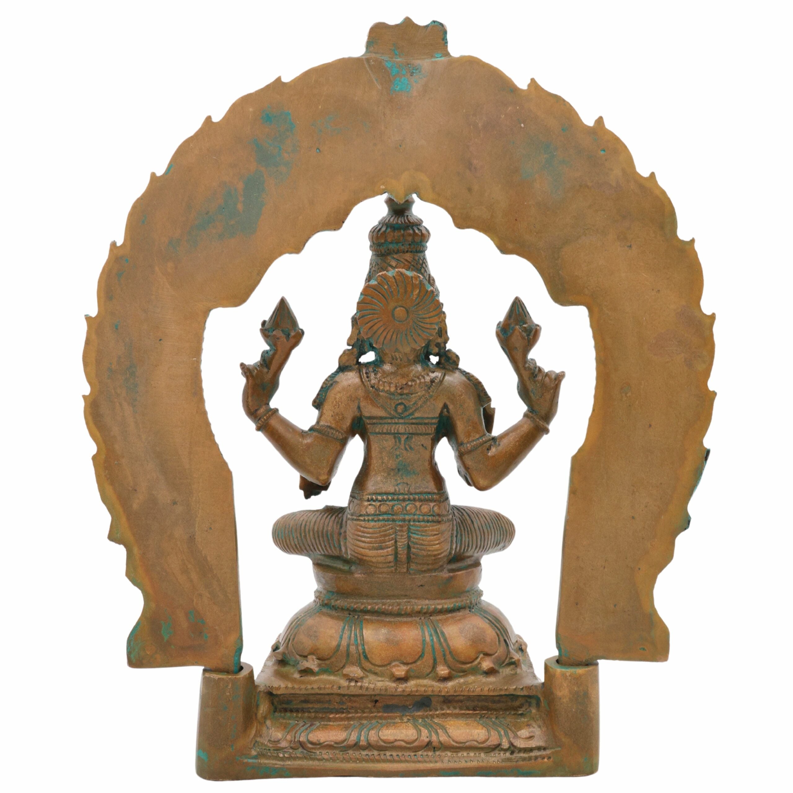 Bronze Maha Lakshmi Idol, Panchadhatu Mahalakshmi Sculpture, Goddess Laxmi Ji Statue For Pooja And Home Decor,Brown, 10 Inch, 1 Piece