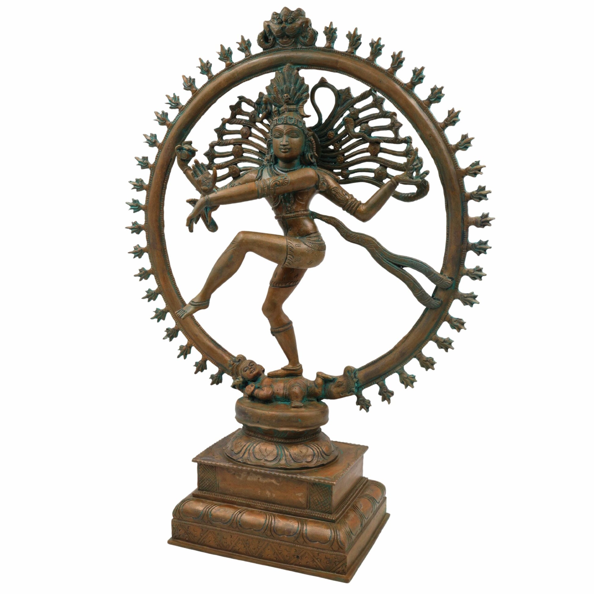 Bronze Nataraja Idol – Panchaloha Chola Art Dancing Shiva Statue, Natesa, Tandaveshwar, Ananda Nataraja for Temple & Home Decor, Brown, 18.5 Inch, 1 Piece