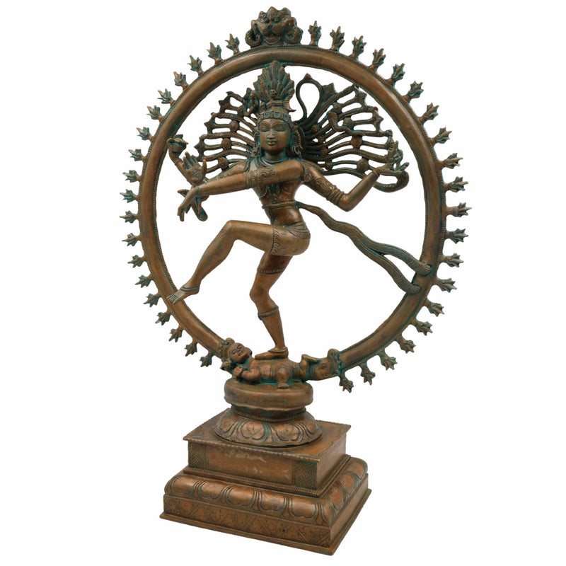 Bronze Nataraja Idol – Panchaloha Chola Art Dancing Shiva Statue, Natesa, Tandaveshwar, Ananda Nataraja for Temple & Home Decor, Brown, 18.5 Inch, 1 Piece