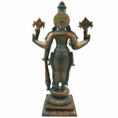 Bhunes Handcrafted Bronze Vishnu Idol – Panchaloha Narayan Vigraha, Panchadhatu Sri Vishnu Statue for Temple, Home Decor, Spiritual Gifts, Brown, 20 Inch, 1 Piece