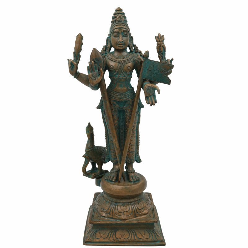 Bhunes Panchaloha Raja Murugan Idol – Bronze Swaminatha Silai, Subramanya Statue, Kumara Murti, Karthick Bhagawan, Shanmukha Decor, Brown, 13 Inch, 1 Piece