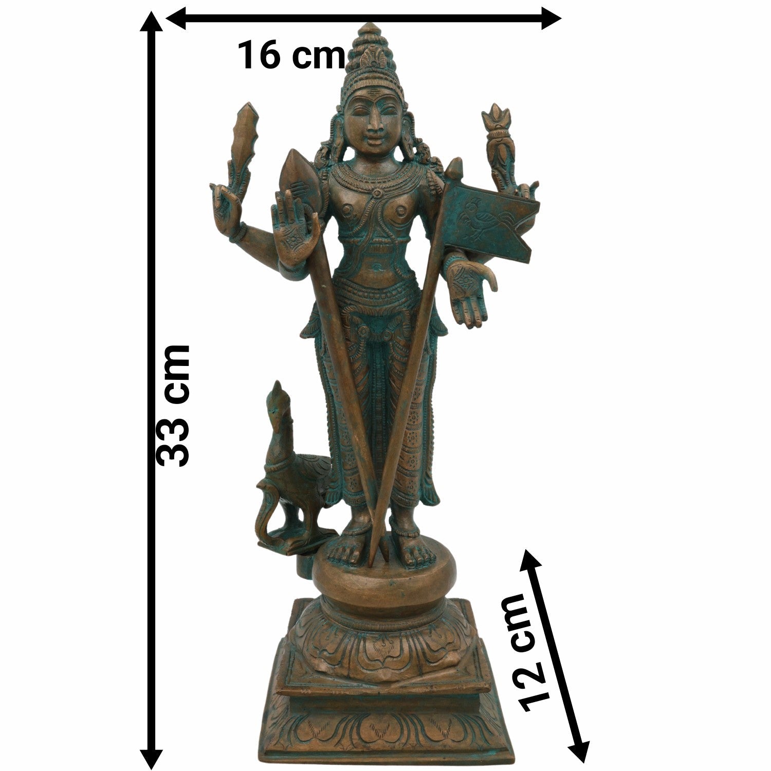 Bhunes Panchaloha Raja Murugan Idol – Bronze Swaminatha Silai, Subramanya Statue, Kumara Murti, Karthick Bhagawan, Shanmukha Decor, Brown, 13 Inch, 1 Piece