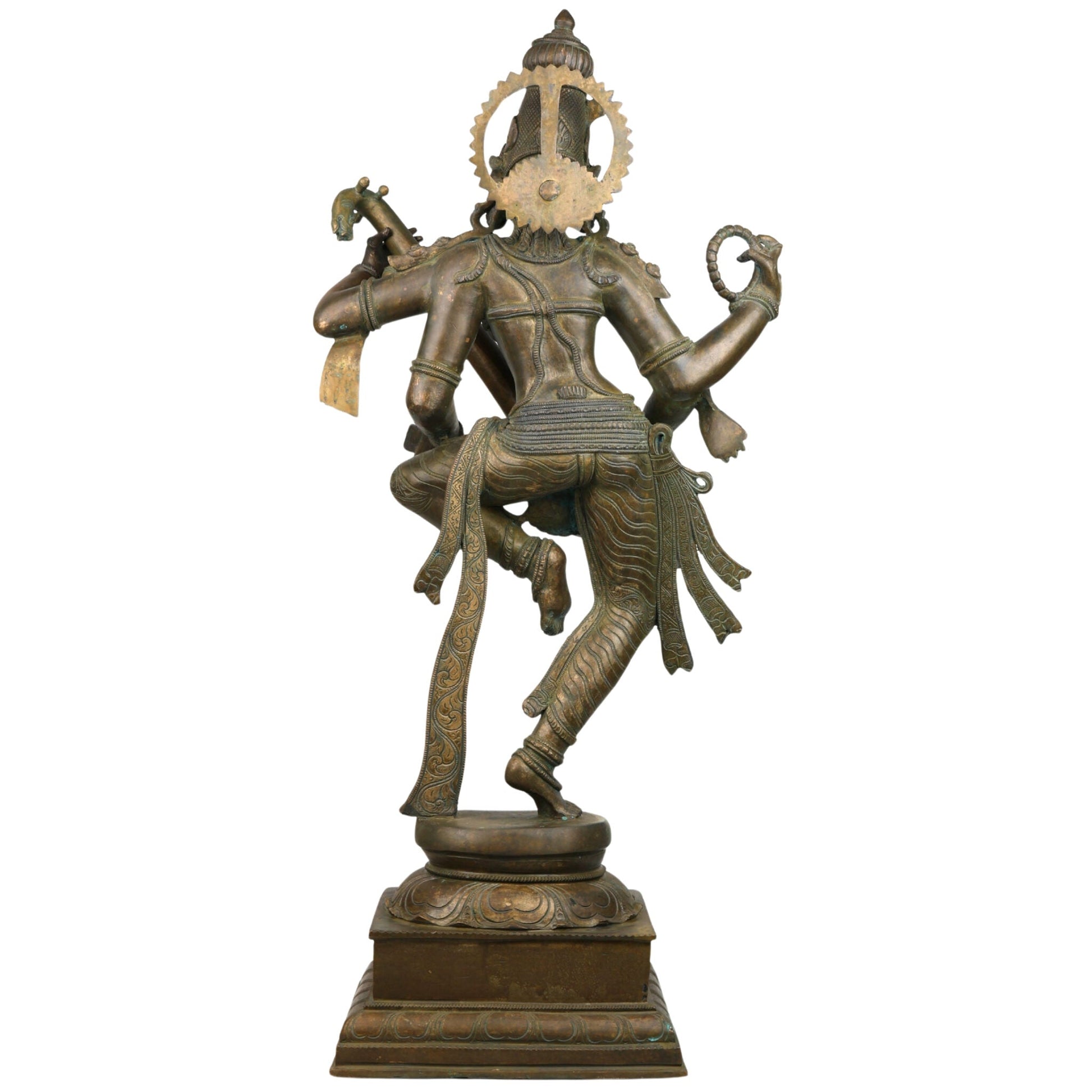Bhunes Panchadhatu Saraswati Idol – Bronze Vidya Devi Statue, Sarasvati Murti, Saraswathi Sculpture for Home, Temple, Pooja Room Decor, Brown, 33 Inch, 1 Piece
