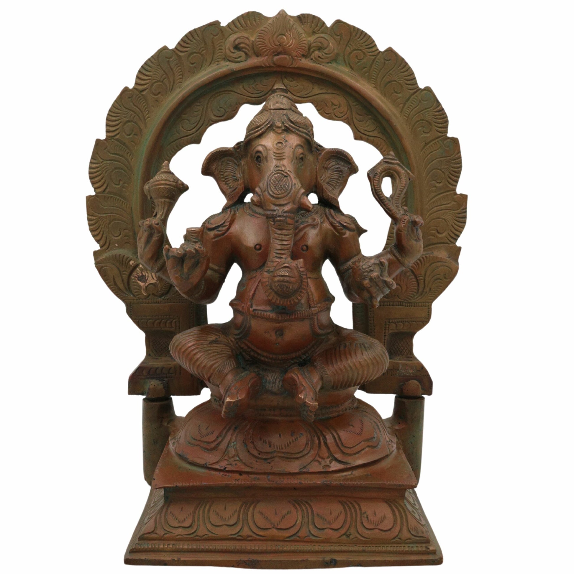Bhunes Handmade Panchaloha Ganesha Idol, Bronze Ganpati Statue for Pooja, Panchadhatu Ganesh Murti, Spiritual Home Decor, Hindu God Figurine, 9.5 Inch, 1 Piece