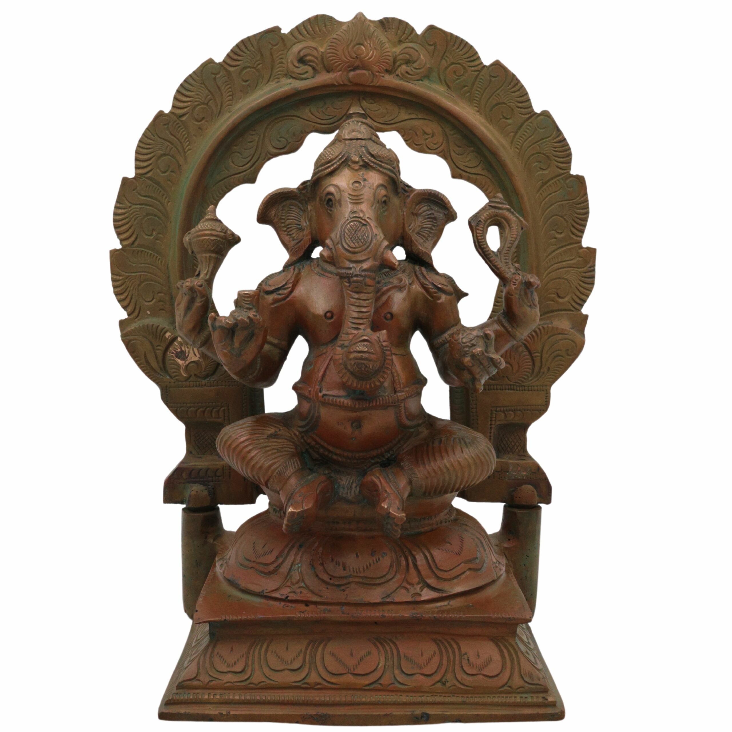 Bhunes Handmade Panchaloha Ganesha Idol, Bronze Ganpati Statue for Pooja, Panchadhatu Ganesh Murti, Spiritual Home Decor, Hindu God Figurine, 9.5 Inch, 1 Piece