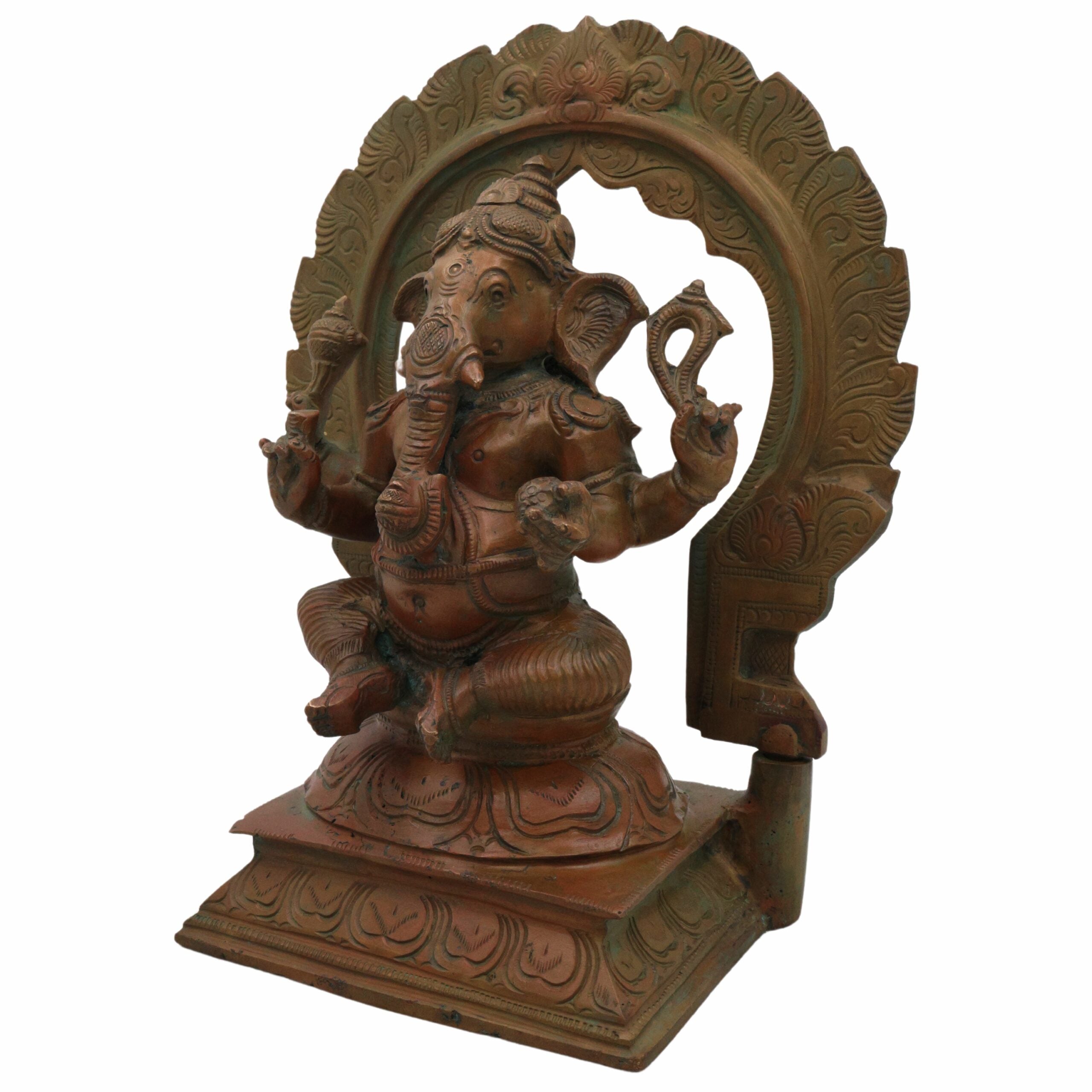 Bhunes Handmade Panchaloha Ganesha Idol, Bronze Ganpati Statue for Pooja, Panchadhatu Ganesh Murti, Spiritual Home Decor, Hindu God Figurine, 9.5 Inch, 1 Piece