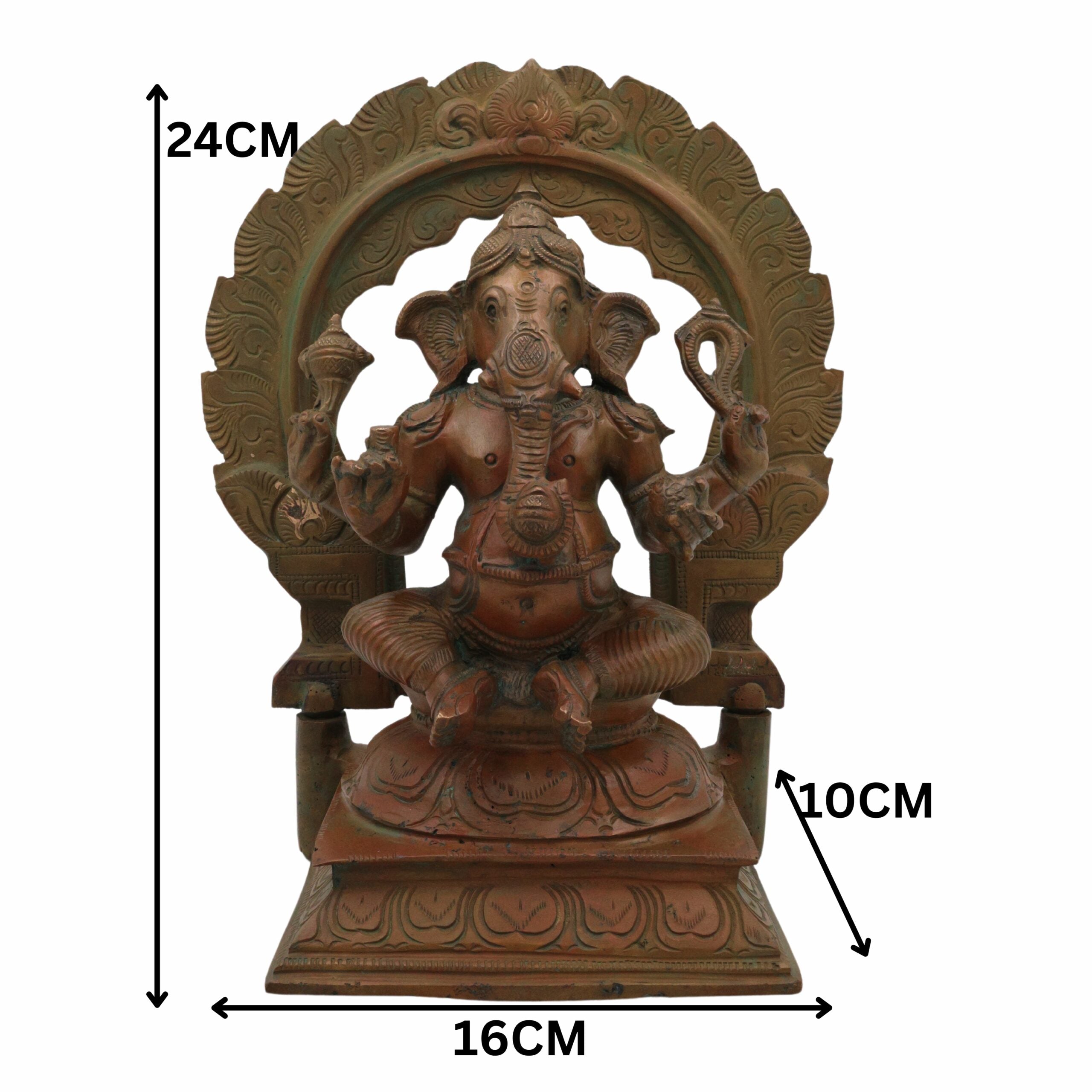 Bhunes Handmade Panchaloha Ganesha Idol, Bronze Ganpati Statue for Pooja, Panchadhatu Ganesh Murti, Spiritual Home Decor, Hindu God Figurine, 9.5 Inch, 1 Piece