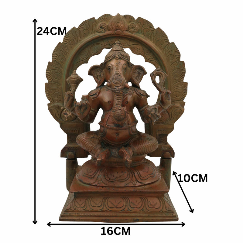 Bhunes Handmade Panchaloha Ganesha Idol, Bronze Ganpati Statue for Pooja, Panchadhatu Ganesh Murti, Spiritual Home Decor, Hindu God Figurine, 9.5 Inch, 1 Piece