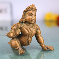 Bhunes Bronze Bala Murugan Idol, Panchaloha Swaminatha Silai, Handmade Karthikeya, Subramanya, Kumara, Shanmukha, Mahasena, Subrahmanya Murti ,Brown, 4 Inch, 1 Piece