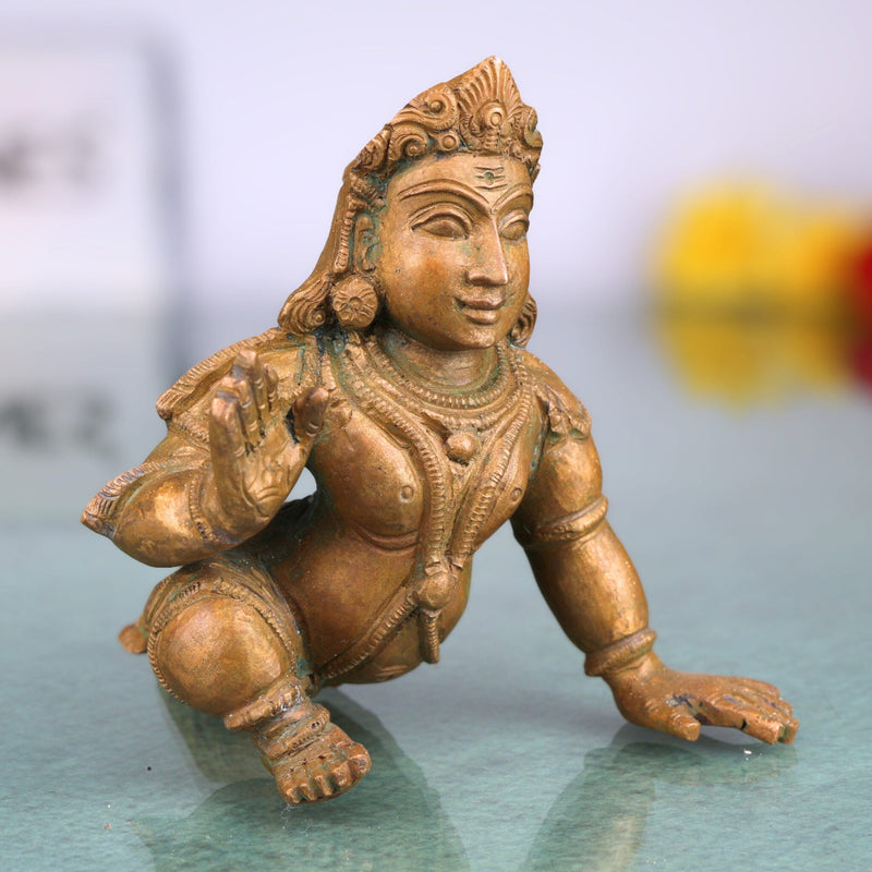 Bhunes Bronze Bala Murugan Idol, Panchaloha Swaminatha Silai, Handmade Karthikeya, Subramanya, Kumara, Shanmukha, Mahasena, Subrahmanya Murti ,Brown, 4 Inch, 1 Piece