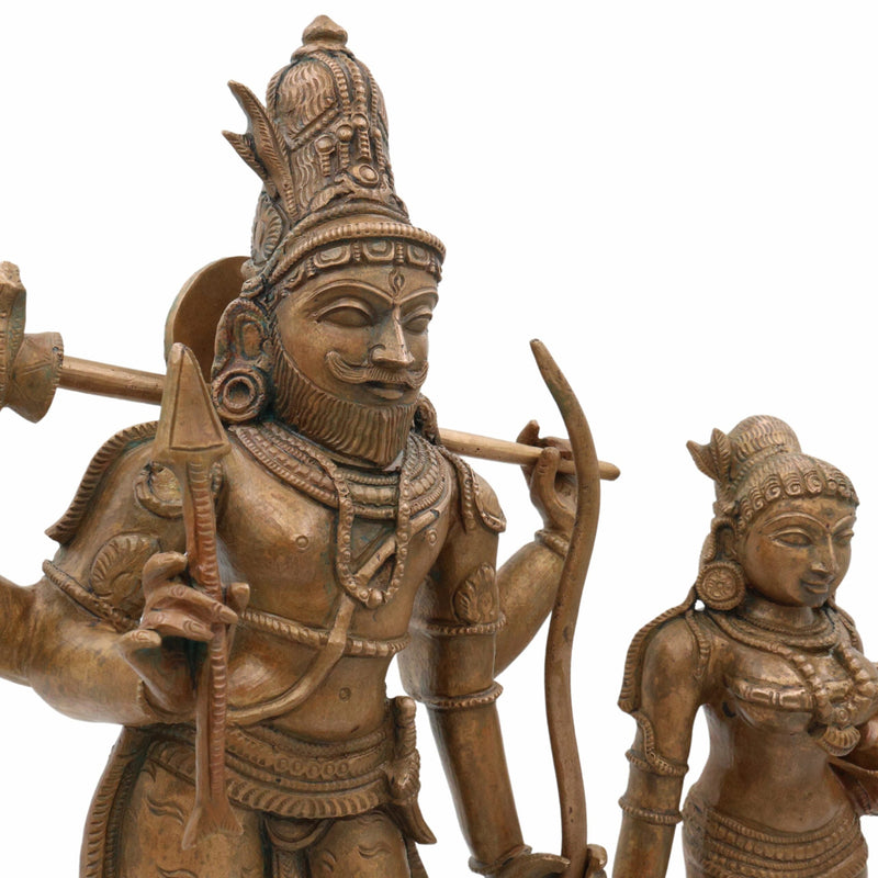 Bronze Shiva Parvati with Ganesha Idol | Panchaloha Shiv Shakti Ganesh Murti | Uma Maheshwari Vinayaka Statue | Handcrafted Chola Art Panchdhatu Sculpture, Brown, 13.5 Inch, 1 Piece
