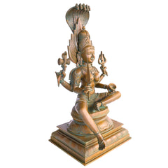 Exquisite Handmade Bronze Goddess Mariamman Idol - 55 cmVigraham Decor, Brown, 21.5 Inch, 1 Piece