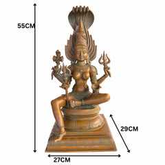 Exquisite Handmade Bronze Goddess Mariamman Idol - 55 cmVigraham Decor, Brown, 21.5 Inch, 1 Piece