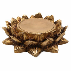 Brass Lotus Shaped Pooja Chowki for Kalash and Deity, Traditional Brass Pooja Aasan, Devotional Lotus Platform, Mandir Stand, Home Decor, Gold, 1.5 Inch, 1 Piece