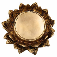 Brass Lotus Shaped Pooja Chowki for Kalash and Deity, Traditional Brass Pooja Aasan, Devotional Lotus Platform, Mandir Stand, Home Decor, Gold, 1.5 Inch, 1 Piece