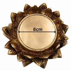 Brass Lotus Shaped Pooja Chowki for Kalash and Deity, Traditional Brass Pooja Aasan, Devotional Lotus Platform, Mandir Stand, Home Decor, Gold, 1.5 Inch, 1 Piece