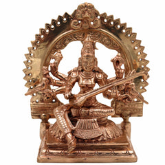 Bronze Raj Matangi Devi Idol, Panchaloha Mantrini Shyamala Statue, Uchchhishta Saraswati, Tantric Goddess Matangi Murti for Puja & Home Temple,Gold, 7 Inch, 1 Piece