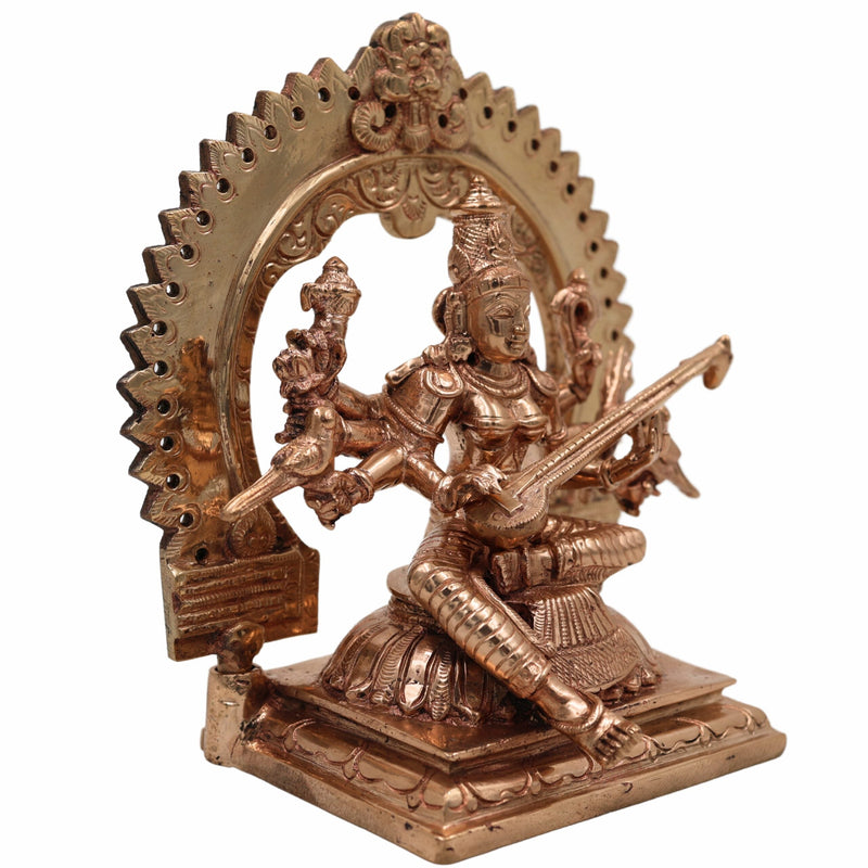 Bronze Raj Matangi Devi Idol, Panchaloha Mantrini Shyamala Statue, Uchchhishta Saraswati, Tantric Goddess Matangi Murti for Puja & Home Temple,Gold, 7 Inch, 1 Piece