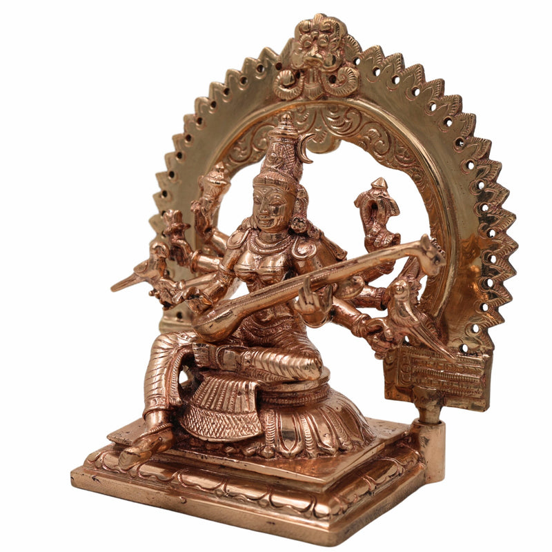 Bronze Raj Matangi Devi Idol, Panchaloha Mantrini Shyamala Statue, Uchchhishta Saraswati, Tantric Goddess Matangi Murti for Puja & Home Temple,Gold, 7 Inch, 1 Piece