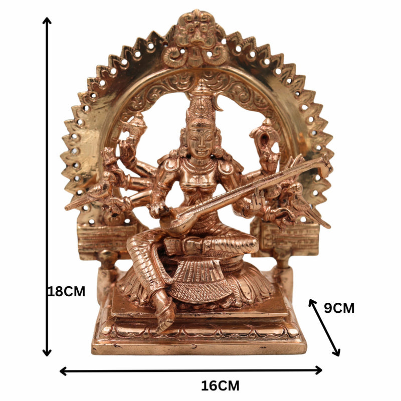 Bronze Raj Matangi Devi Idol, Panchaloha Mantrini Shyamala Statue, Uchchhishta Saraswati, Tantric Goddess Matangi Murti for Puja & Home Temple,Gold, 7 Inch, 1 Piece