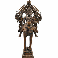 Handcrafted Brass Khandoba Idol – Martanda Bhairava Malhari Martand Mailara Murti | Hindu Warrior God Statue for Home Temple & Pooja Decor,Brown, 21.5 Inch, 1 Piece
