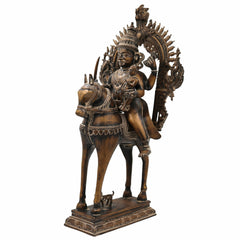 Handcrafted Brass Khandoba Idol – Martanda Bhairava Malhari Martand Mailara Murti | Hindu Warrior God Statue for Home Temple & Pooja Decor,Brown, 21.5 Inch, 1 Piece