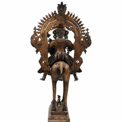 Handcrafted Brass Khandoba Idol – Martanda Bhairava Malhari Martand Mailara Murti | Hindu Warrior God Statue for Home Temple & Pooja Decor,Brown, 21.5 Inch, 1 Piece