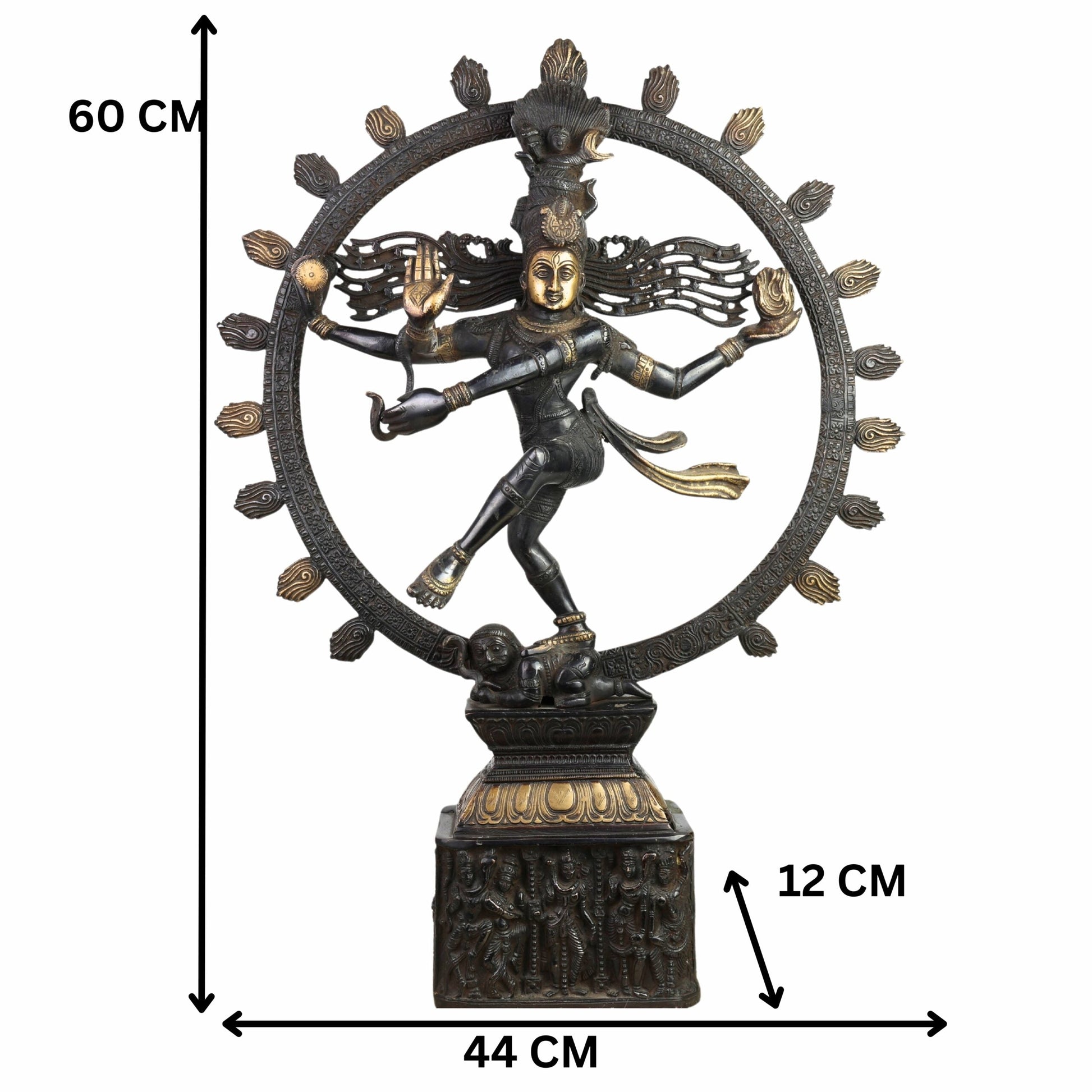 Handmade Brass Nataraja Idol | Dancing Shiva Tandava Murti | Chidambaram Nataraj Statue for Home Temple, Vastu & Decor,Black, 23.5 Inch, 1 Piece