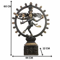 Handmade Brass Nataraja Idol | Dancing Shiva Tandava Murti | Chidambaram Nataraj Statue for Home Temple, Vastu & Decor,Black, 23.5 Inch, 1 Piece