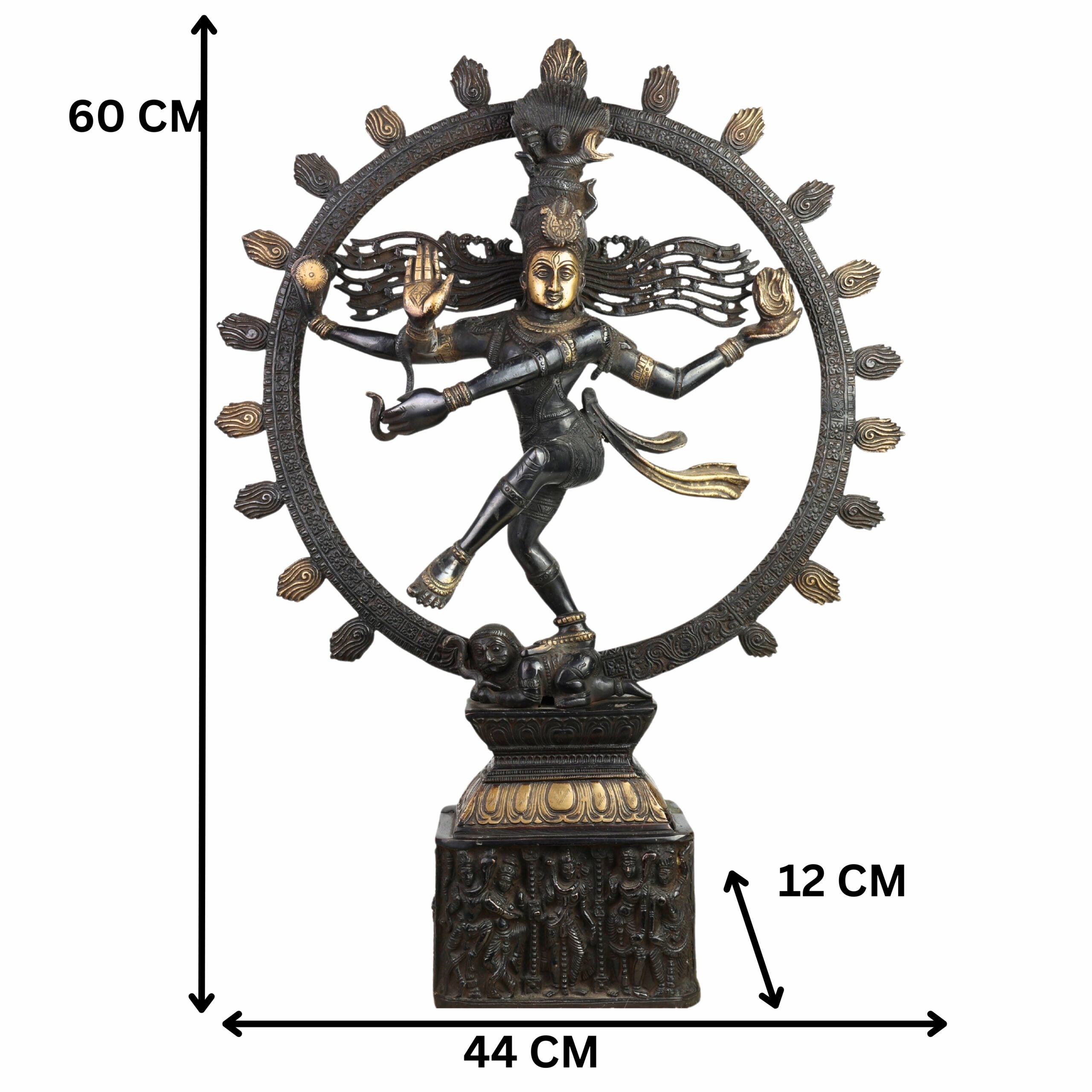 Handmade Brass Nataraja Idol | Dancing Shiva Tandava Murti | Chidambaram Nataraj Statue for Home Temple, Vastu & Decor,Black, 23.5 Inch, 1 Piece