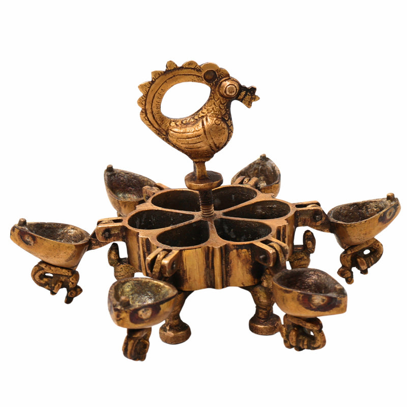 Bhunes Brass Decorative Boxes, Box, Multipurpose Boxes, Sindoor Boxes, Sindhur Box, Antique, Box With Peacock Opener,Gold, 4.5 Inch, 1 Piece