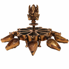 Bhunes Brass Decorative Boxes, Box, Multipurpose Boxes, Sindoor Boxes, Sindhur Box, Antique, Box With Ganesha Idol On Top,Gold, 5 Inch, 1 Piece