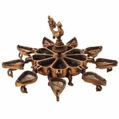 Bhunes Brass Decorative Boxes, Box, Multipurpose Boxes, Sindoor Boxes, Sindhur Box, Antique, Box With Peacock Opener,Gold, 5 Inch, 1 Piece