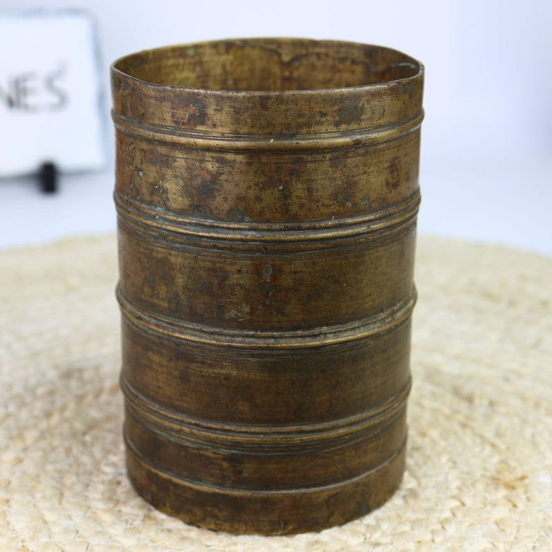 Bhunes Brass Antique Vintage Measuring Bowl – Traditional Handcrafted Dokra Bastar Bowl For Home & Collectors,Brown, 6.5 Inch, 1 Piece