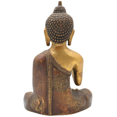 Handcrafted Brass Buddha Idol, Gautama Buddha Murti, Shakyamuni Statue, Meditation Decor, Feng Shui Home Altar, Indian Spiritual Sculpture, Gold, 8.5 Inch, 1 Piece