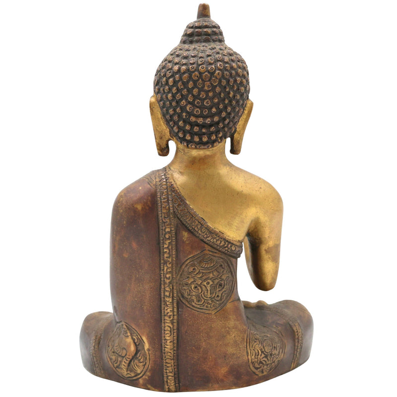 Handcrafted Brass Buddha Idol, Gautama Buddha Murti, Shakyamuni Statue, Meditation Decor, Feng Shui Home Altar, Indian Spiritual Sculpture, Gold, 8.5 Inch, 1 Piece