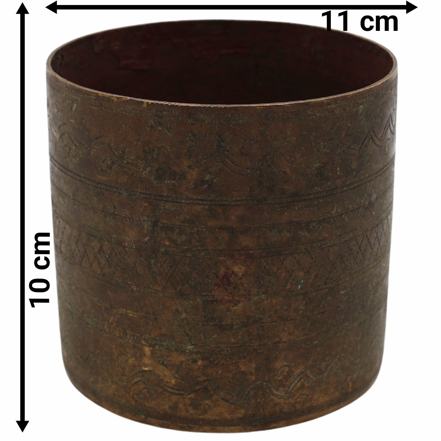 Bhunes Brass Antique Vintage Measuring Bowl – Traditional Handcrafted Dokra Bastar Bowl For Home & Collectors,Brown, 4 Inch, 1 Piece