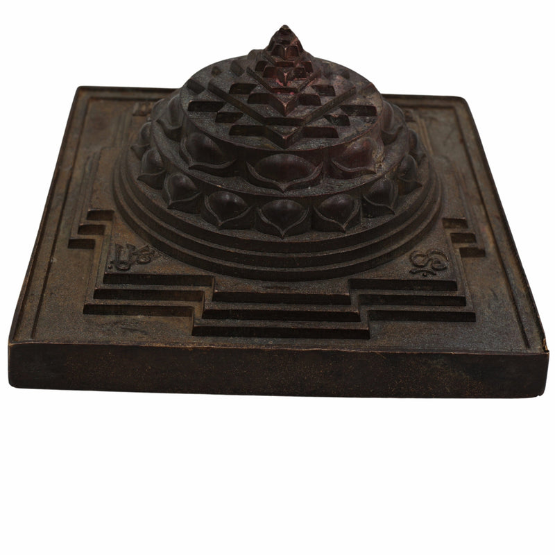 Bronze Shree Yantra, Shri Chakra, Sri Yantra, Maha Meru, Shree Meru Yantra, Sacred Vastu Yantra for Wealth, Prosperity & Spiritual Energy, Brown, 3 Inch, 1 Piece