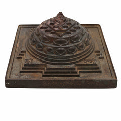 Bronze Shree Yantra, Shri Chakra, Sri Yantra, Maha Meru, Shree Meru Yantra, Sacred Vastu Yantra for Wealth, Prosperity & Spiritual Energy, Brown, 3 Inch, 1 Piece