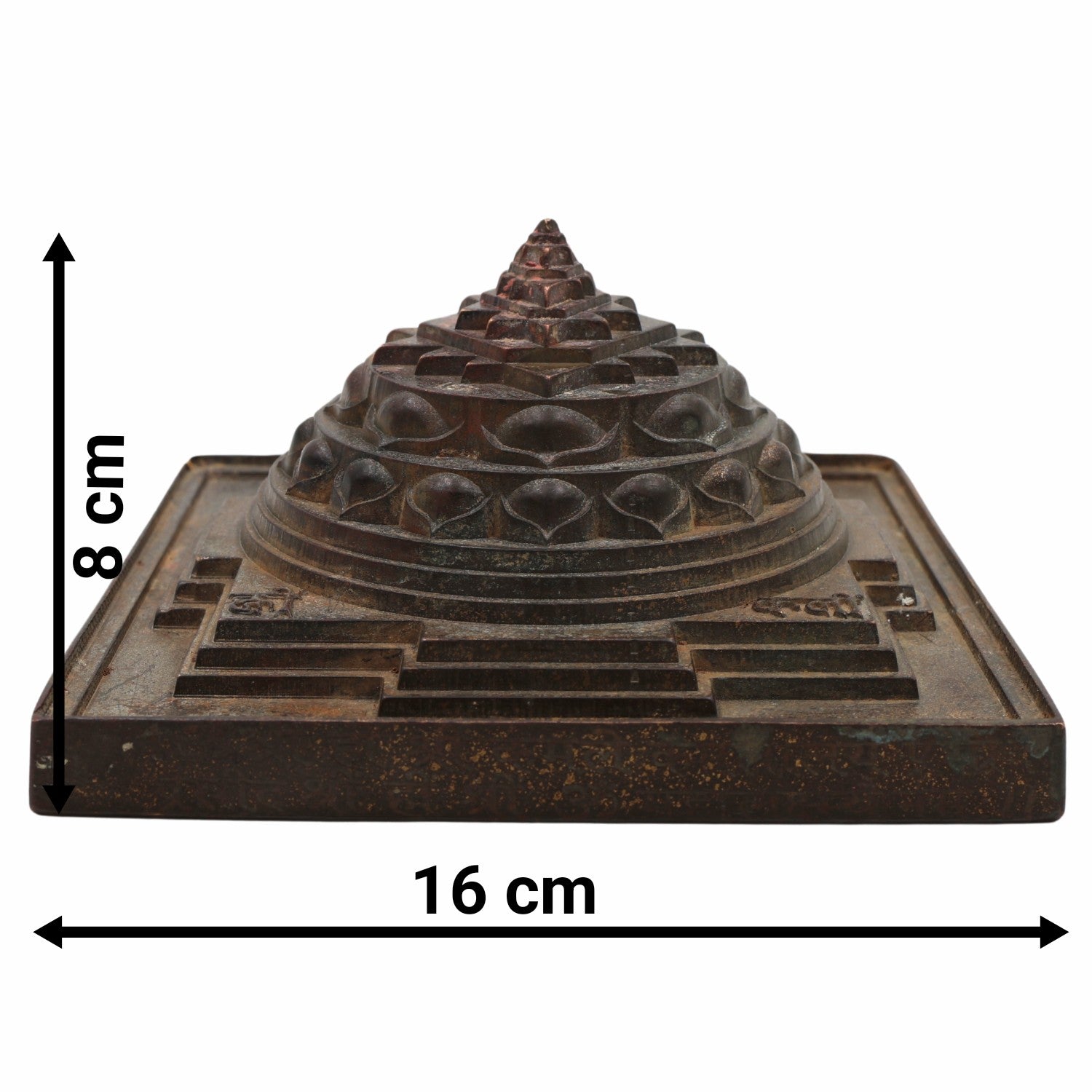 Bronze Shree Yantra, Shri Chakra, Sri Yantra, Maha Meru, Shree Meru Yantra, Sacred Vastu Yantra for Wealth, Prosperity & Spiritual Energy, Brown, 3 Inch, 1 Piece