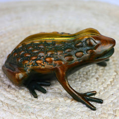 Handcrafted Brass Frog Sculpture for Prosperity, Luck & Wealth | Feng Shui Vastu Home Décor Figurine,Brown, 3 Inch, 1 Piece