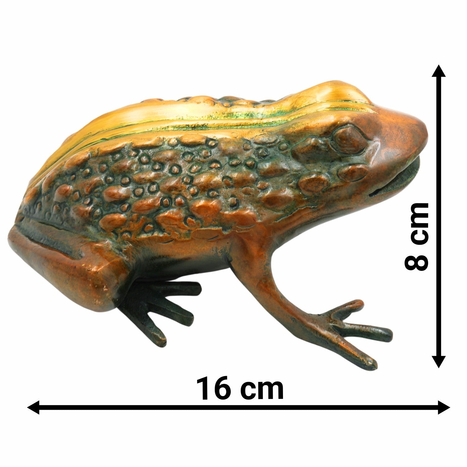 Handcrafted Brass Frog Sculpture for Prosperity, Luck & Wealth | Feng Shui Vastu Home Décor Figurine,Brown, 3 Inch, 1 Piece