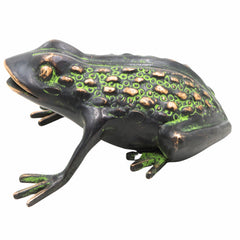 Handcrafted Brass Frog Sculpture for Prosperity, Good Luck & Positive Energy – Feng Shui Vastu Wealth Figurine,Green, 3 Inch, 1 Piece