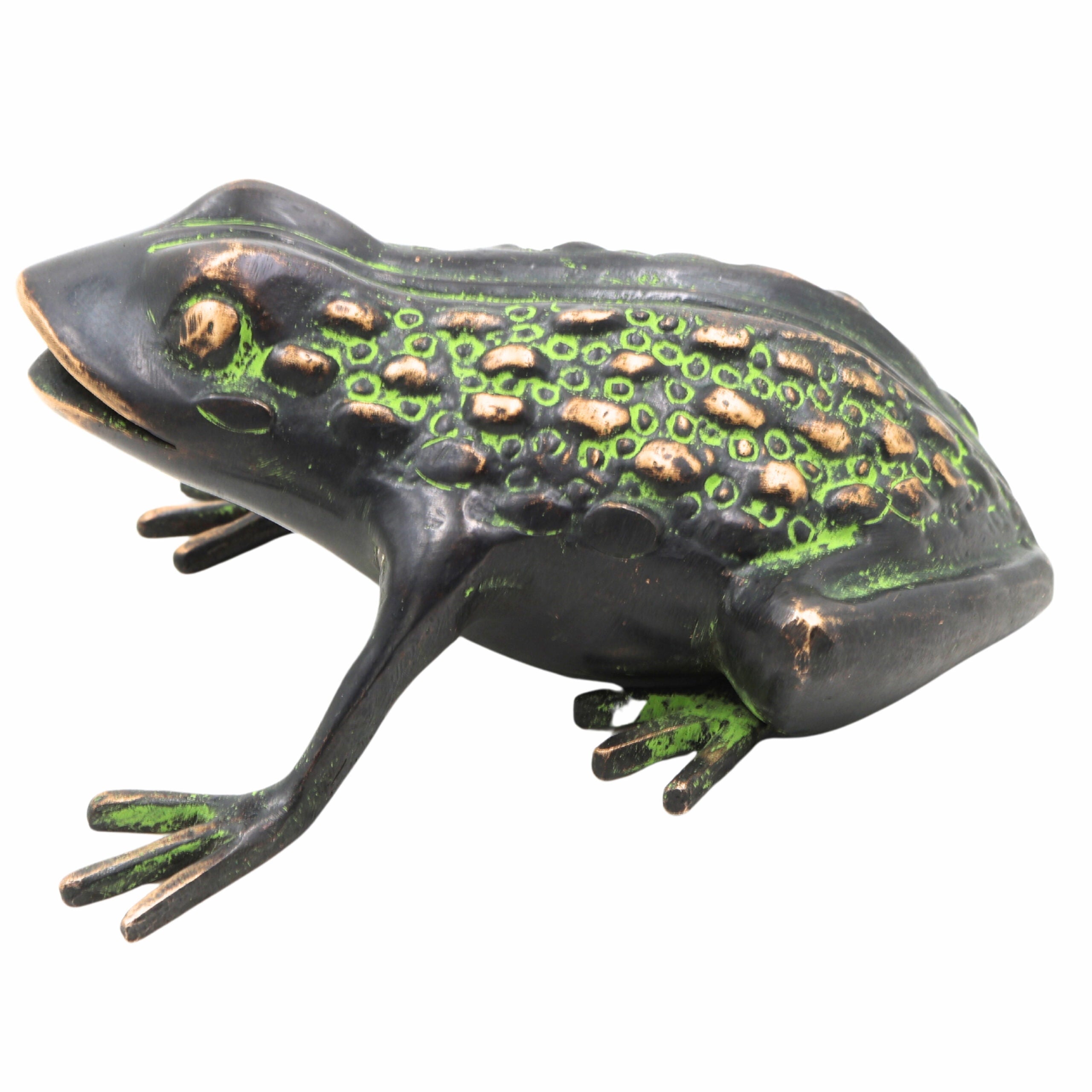 Handcrafted Brass Frog Sculpture for Prosperity, Good Luck & Positive Energy – Feng Shui Vastu Wealth Figurine,Green, 3 Inch, 1 Piece